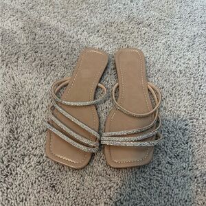 Rhinestone Square Toe Sandal